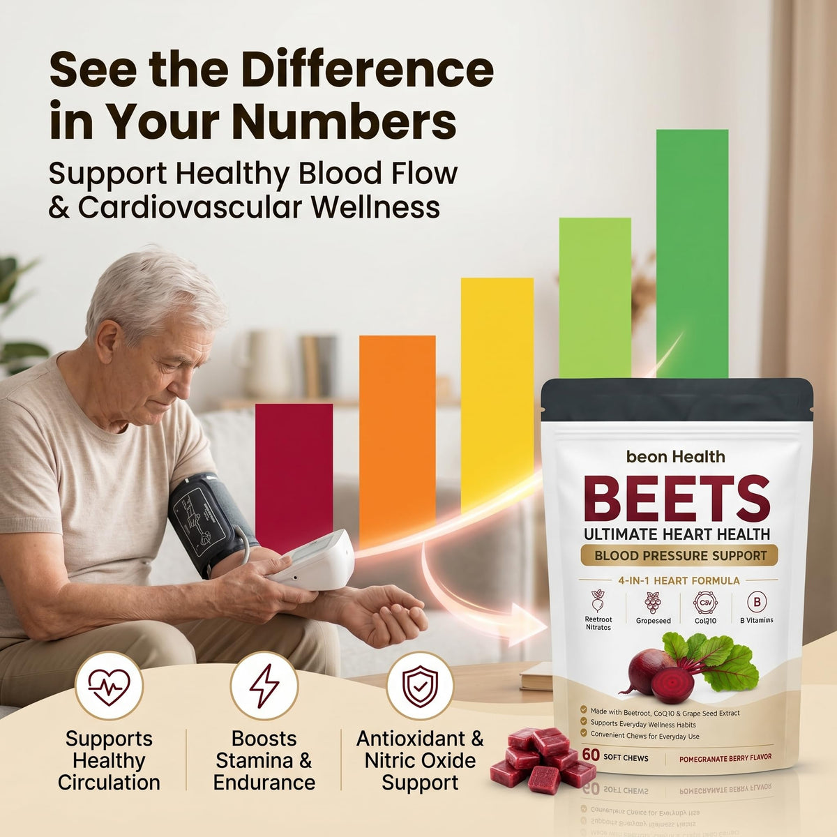 500mg Beetroot CoQ10 Grape Seed Extract Chews J556893