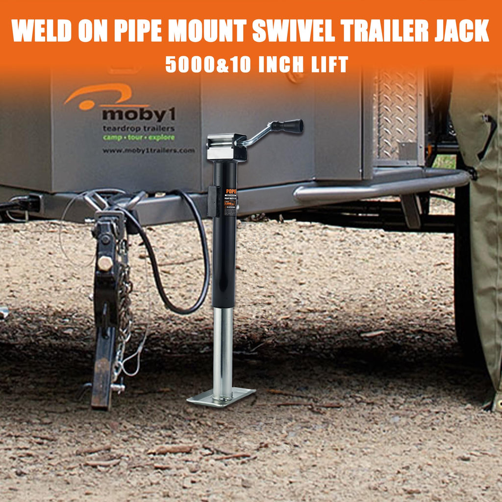 5000lb Weld-on Pipe Swivel Trailer Jack, 10" Vertical Travel B18087