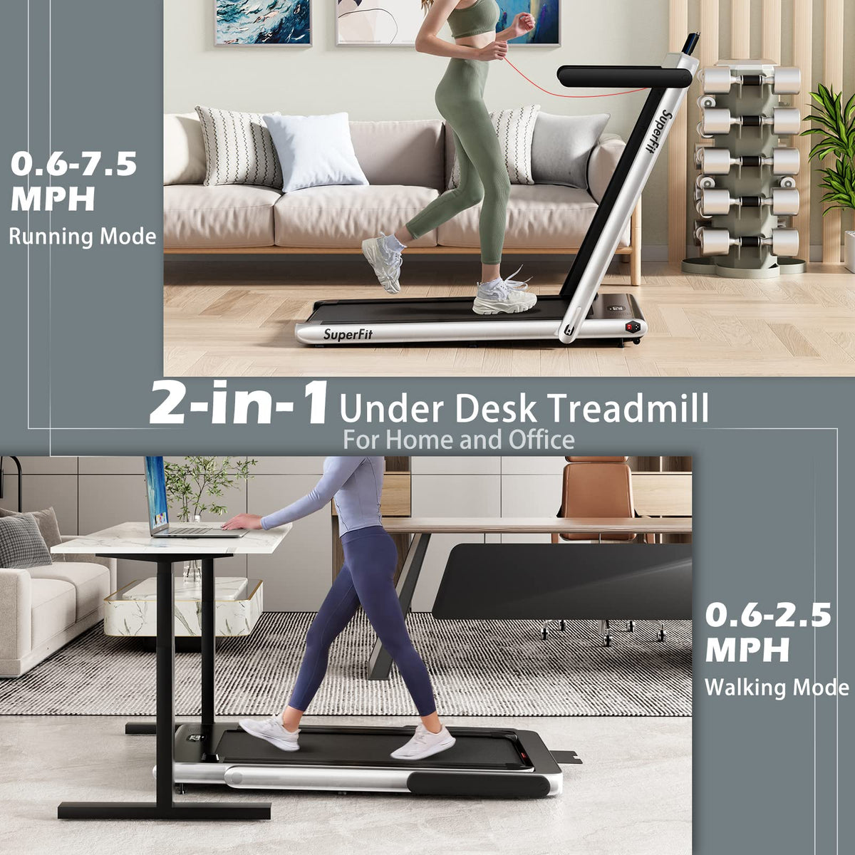 2 in 1 Folding Electric Treadmill A551870