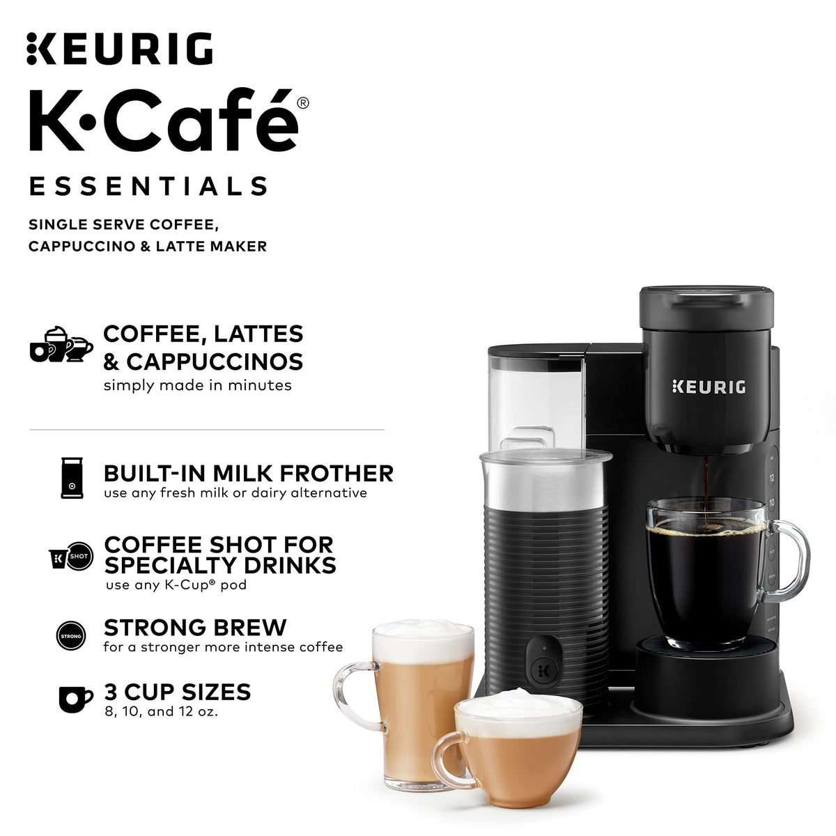 Single Serve Coffee, Latte and Cappuccino Maker, Black Q3410