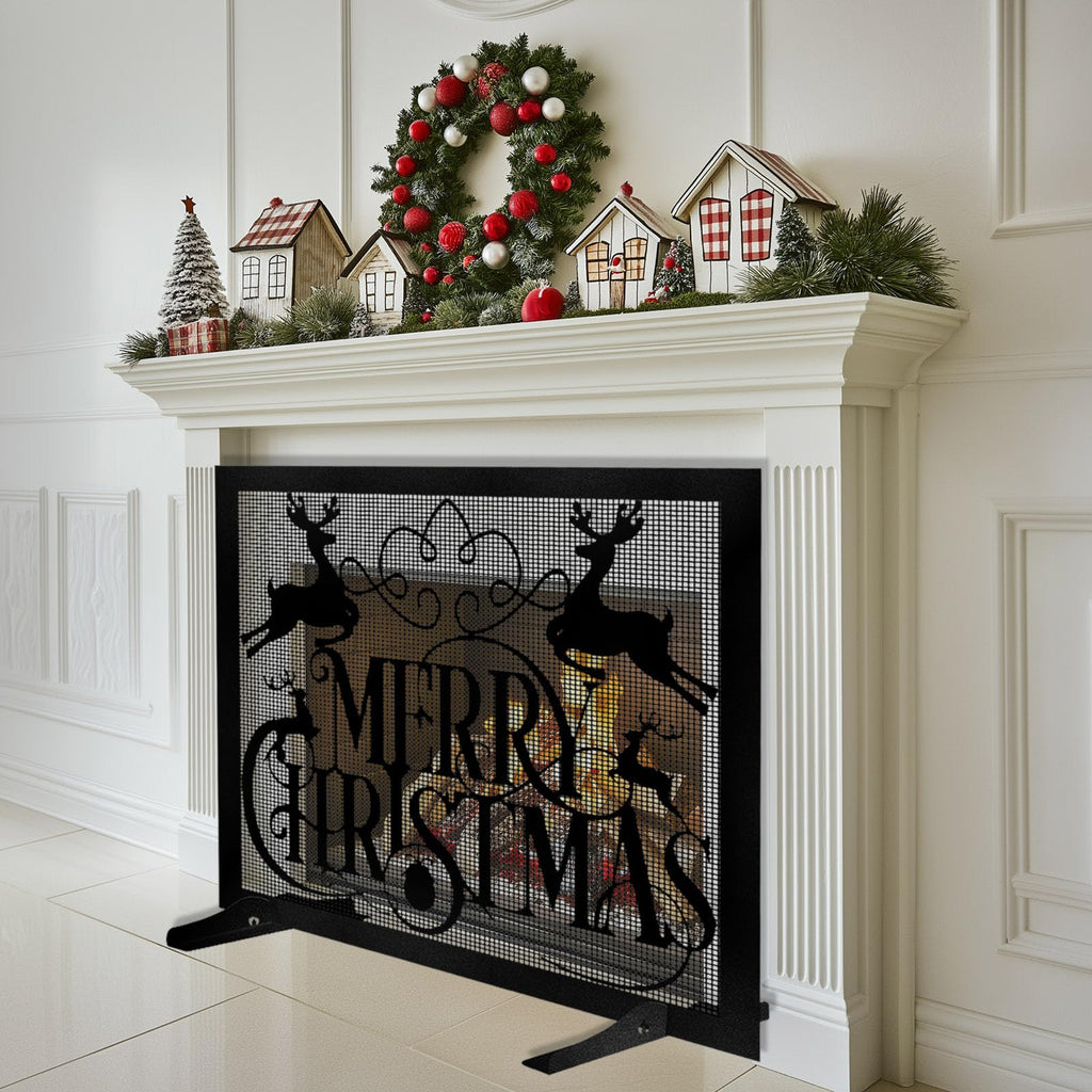 Christmas Fireplace Screen W855