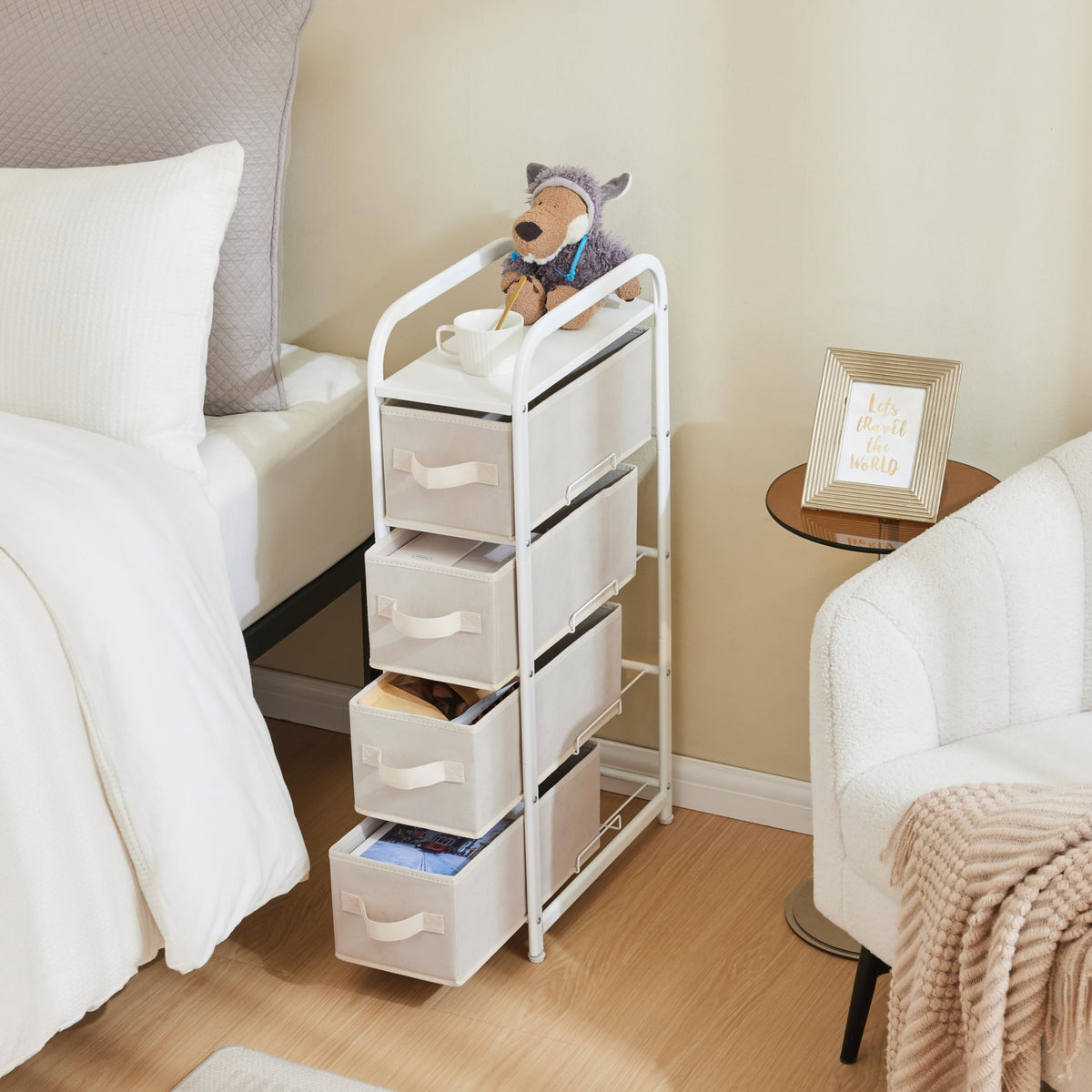 4 Drawer Narrow Fabric Dresser J8703