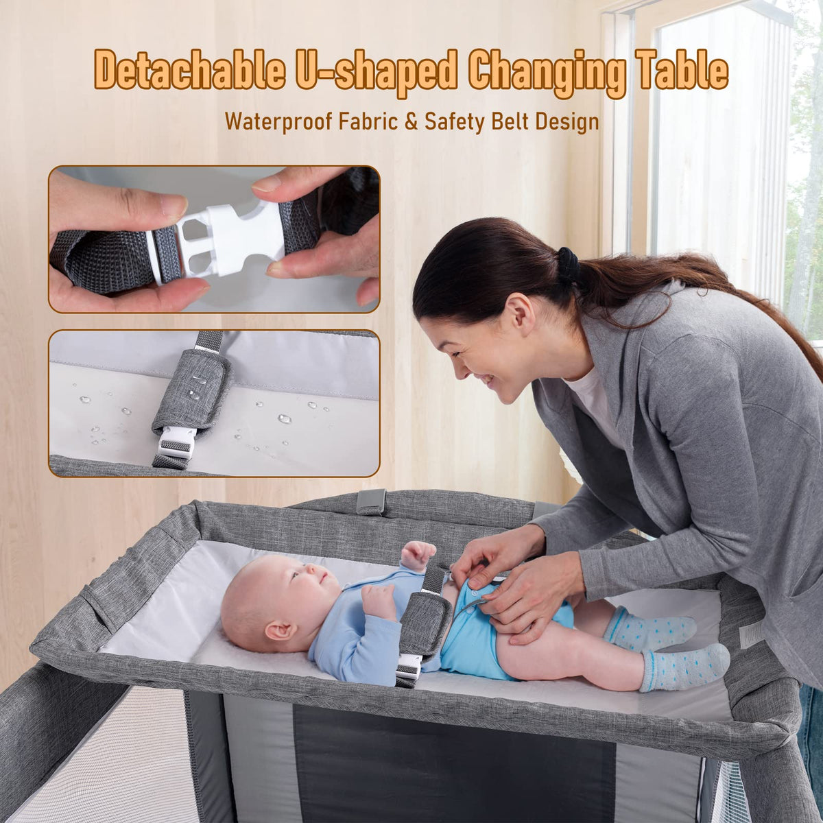 5-in-1 Baby Bassinet Bedside Sleeper Playard U24417