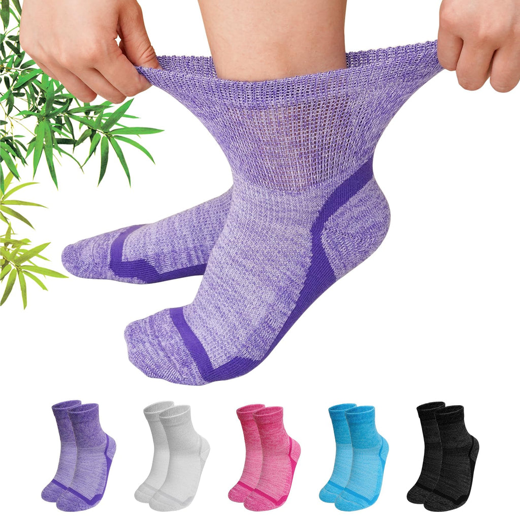 Bamboo Viscose Non-Binding Ankle Socks 5 Pairs J132660