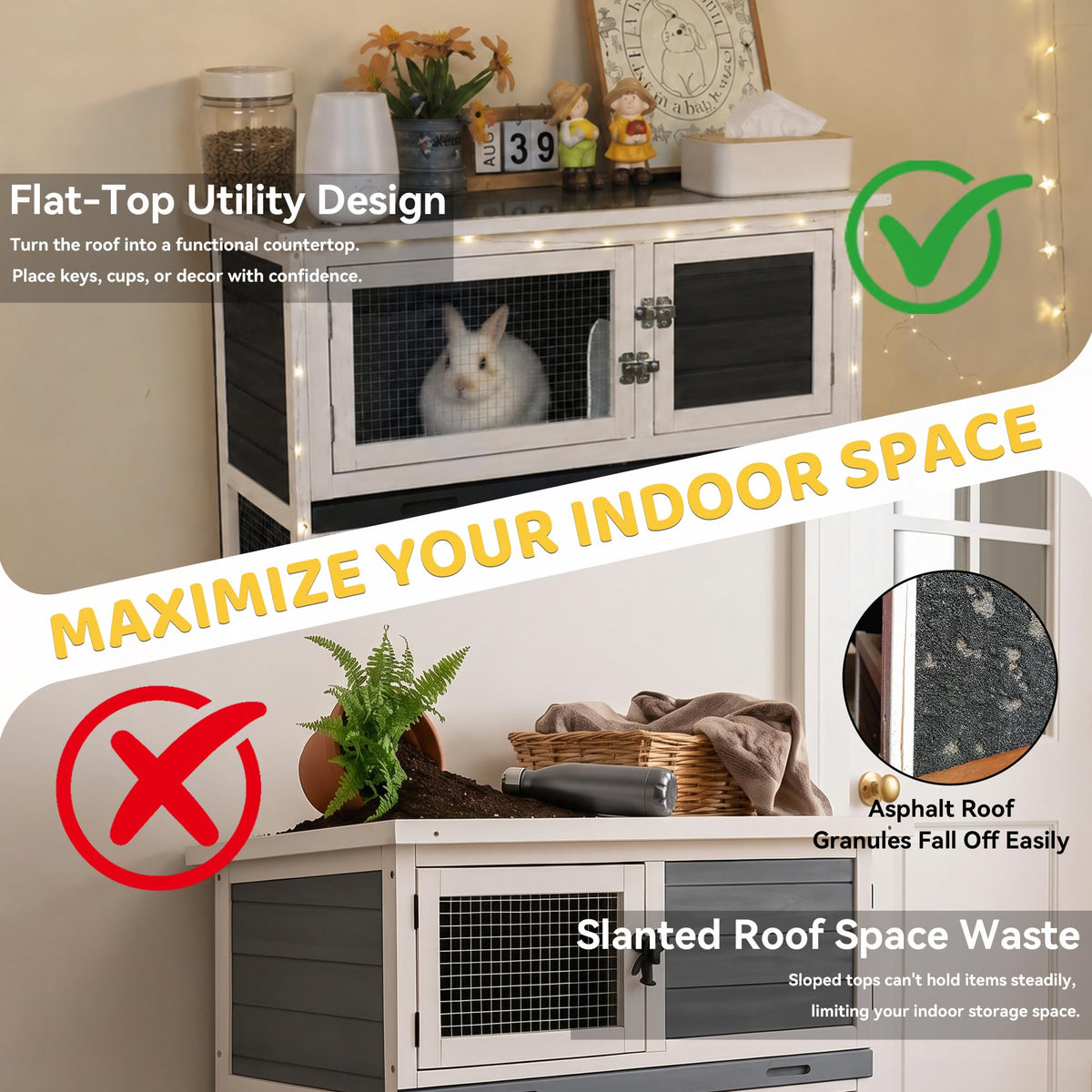 2-Story Indoor Rabbit Hutch with Wheels V3971