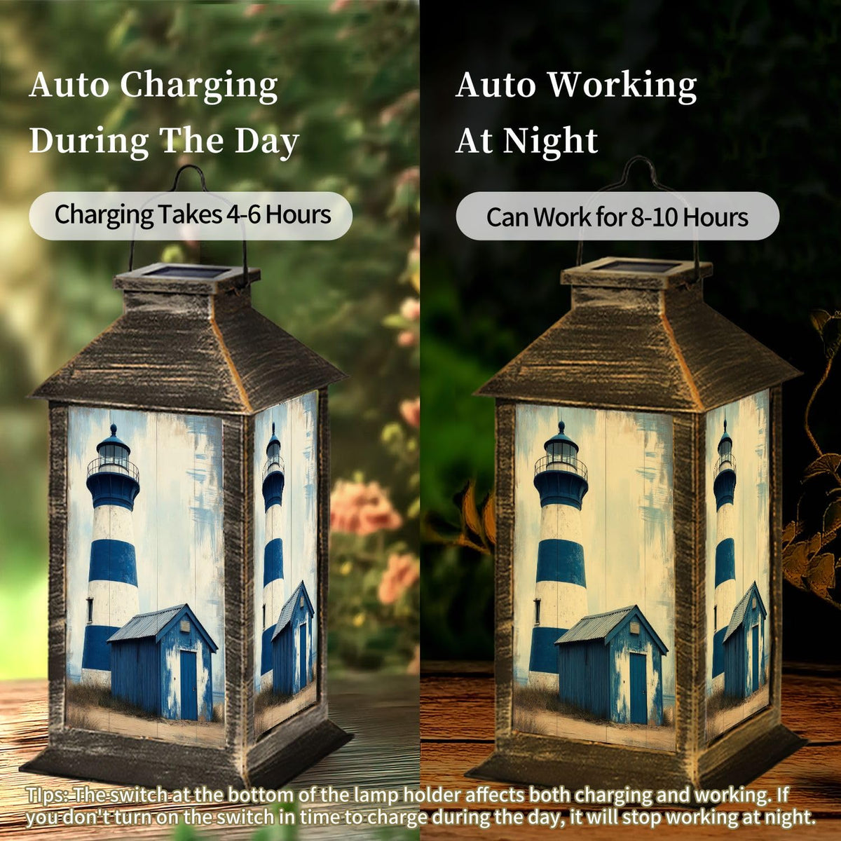 Navy Blue Coastal Solar Lantern X893