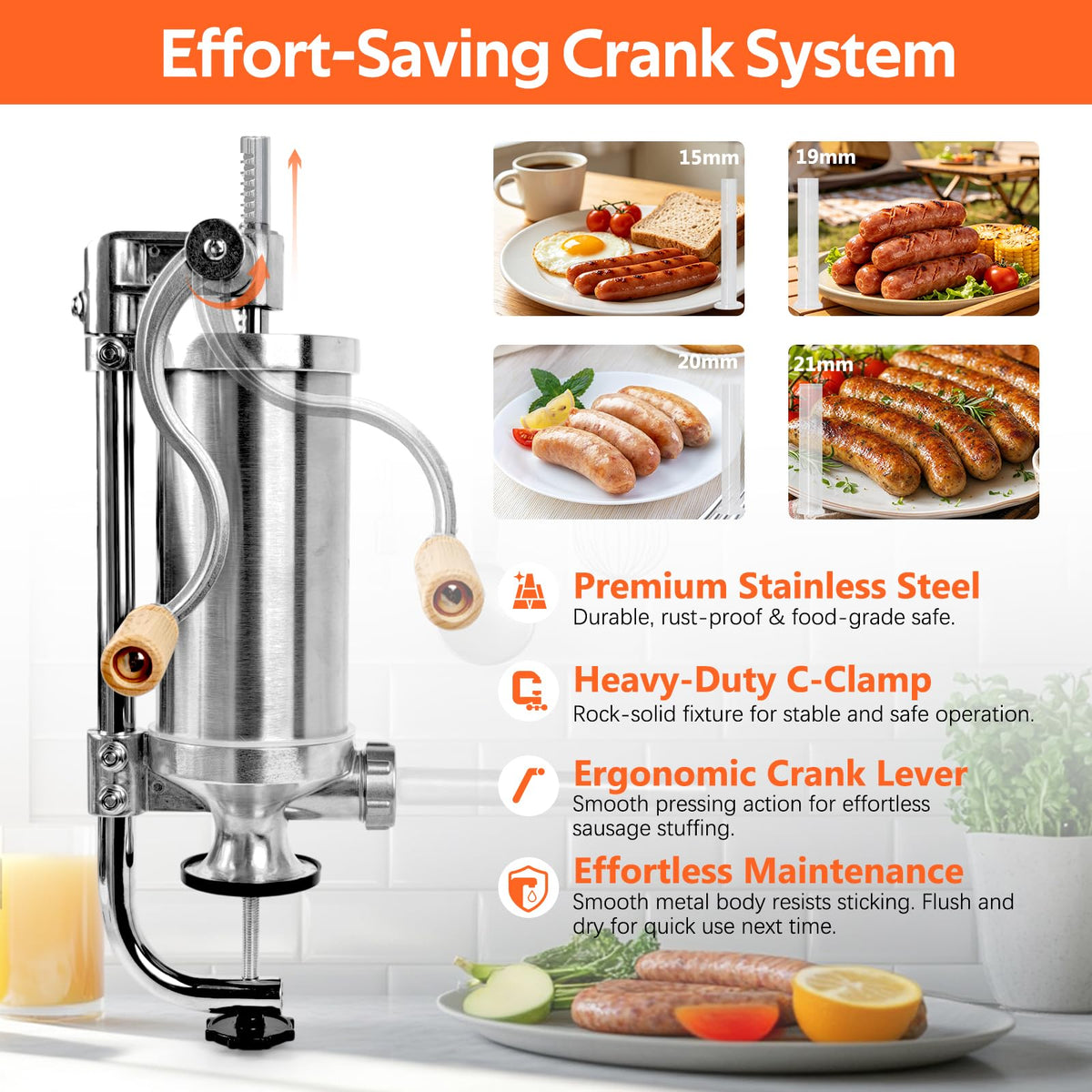 Stainless Steel Vertical Sausage Stuffer 2.5 LBS H973