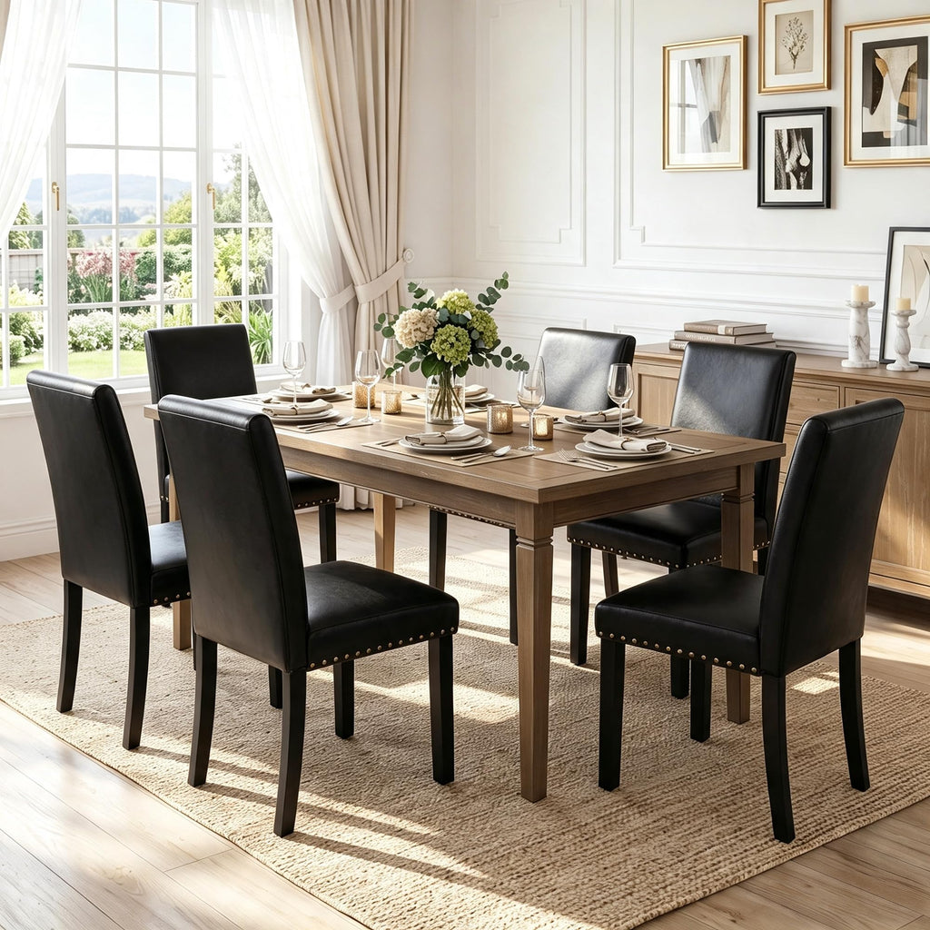 Black PU Leather Dining Chairs Set of 6 O294