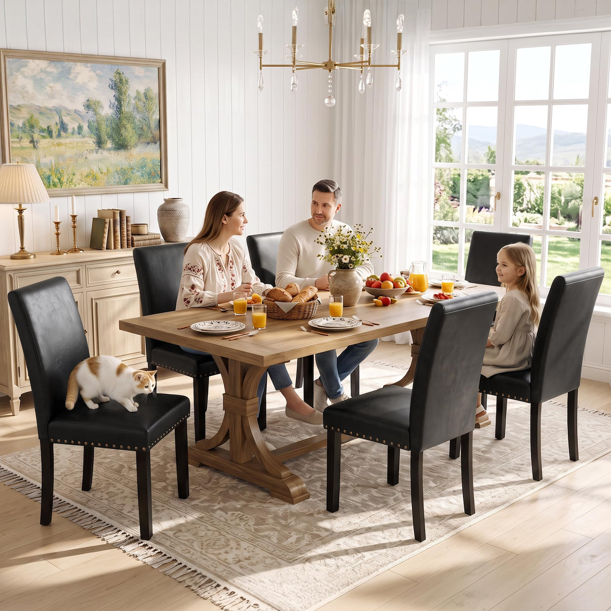 Black PU Leather Dining Chairs Set of 6 O294