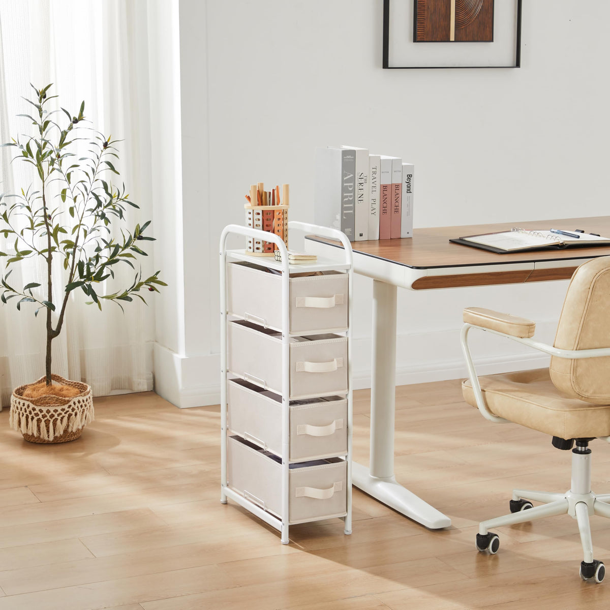 4 Drawer Narrow Fabric Dresser J8703