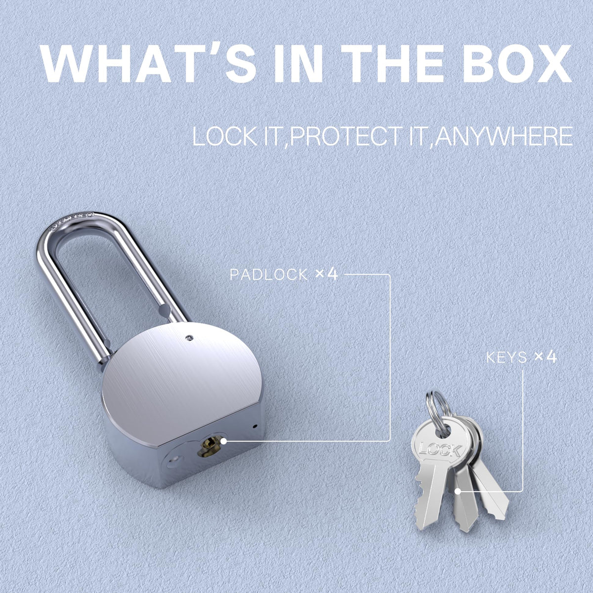 4 Pack 65mm Heavy Duty Keyed Alike Padlocks H121836