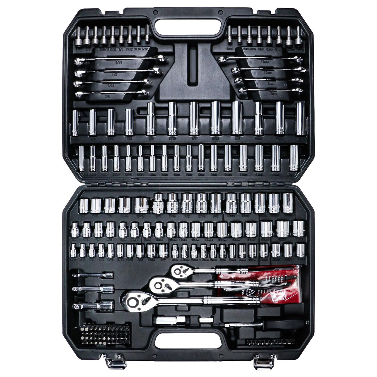 1/4 in, 3/8 in and 1/2 in Drive 202 Piece Mechanics Tool Set B29366