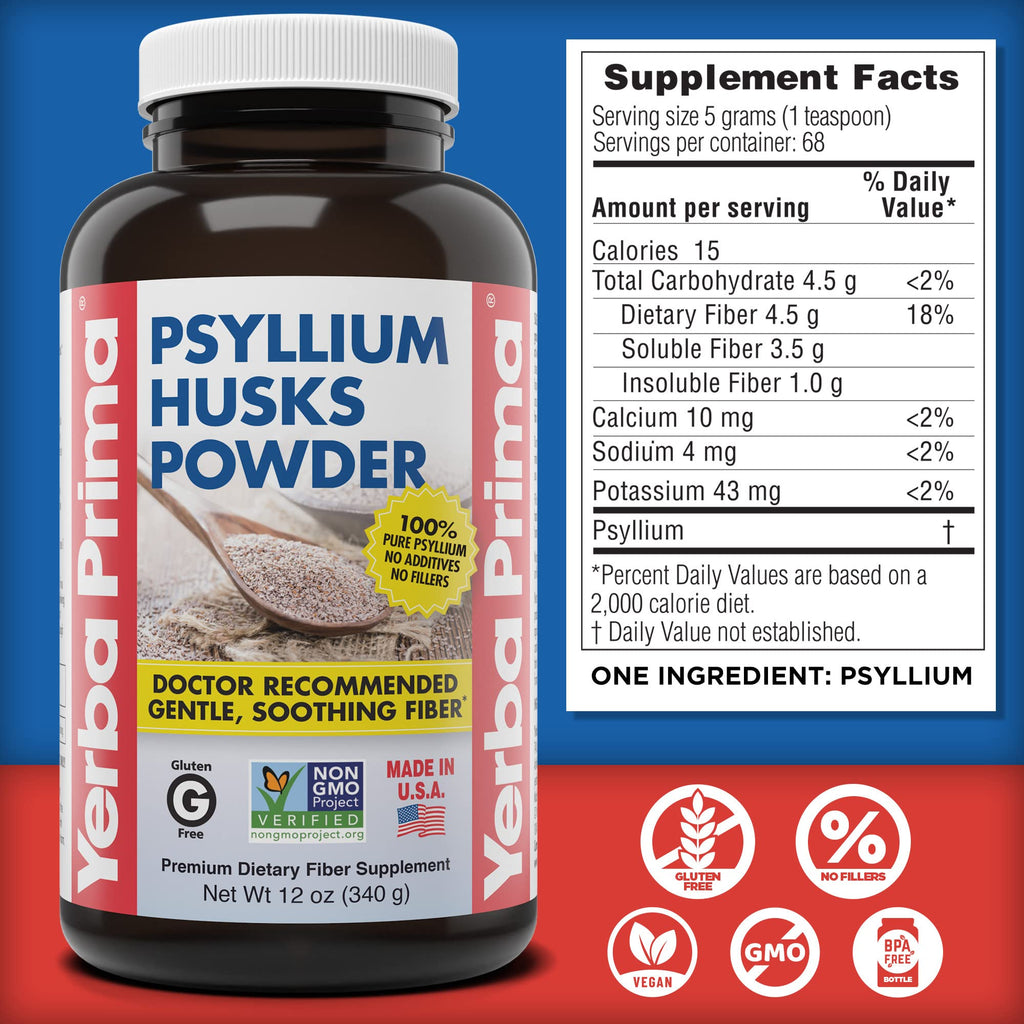 Psyllium Husks Powder 12 oz Fiber Supplement N46752