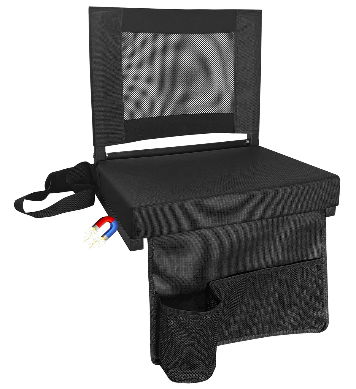 Portable Folding Bleacher Seats with Back Support and Cushion, Black R182407