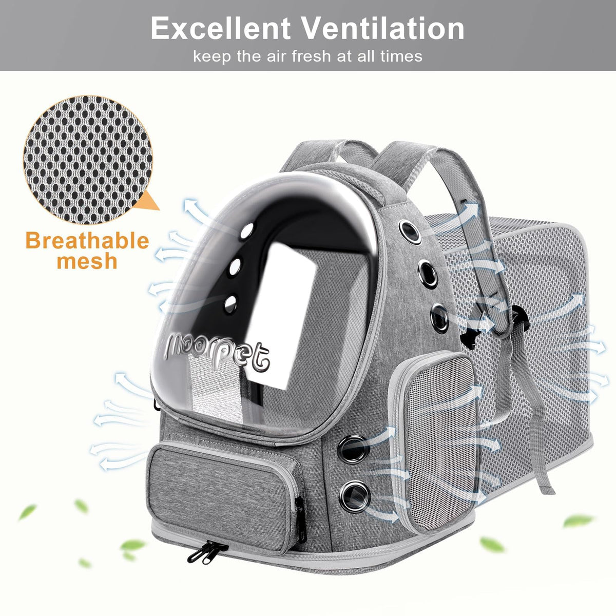 Breathable Cat Bubble Backpack Large Space Pet Carrier Backpack Expandable for Kitty Dog, Foldable Airline Approved Cat Backpack, Transparent PetTravel Backpack Up to 20 lbs (Green) (Grey) Q98557
