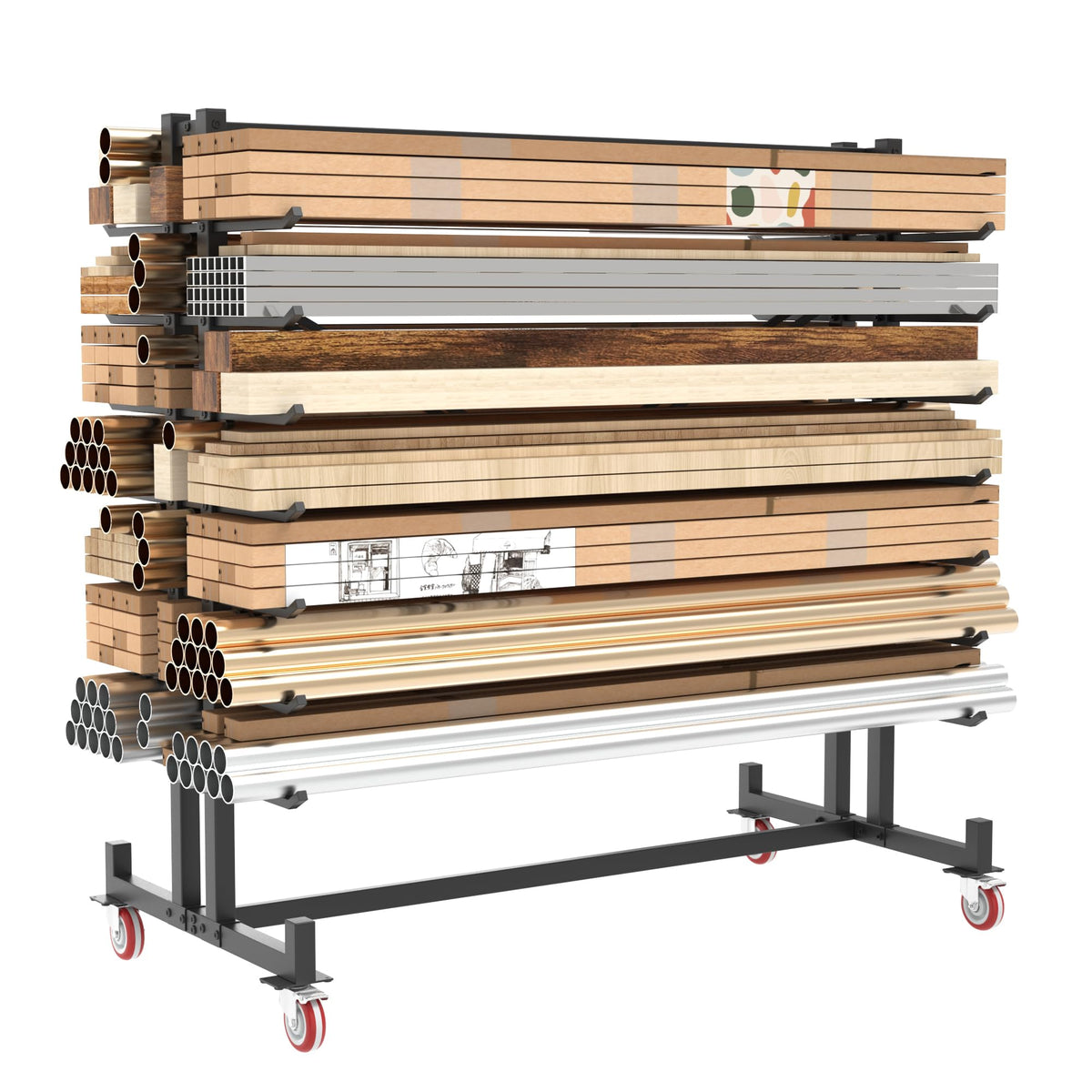 Heavy-Duty 2000LBS 7-Tier Rolling Lumber Storage Rack I533