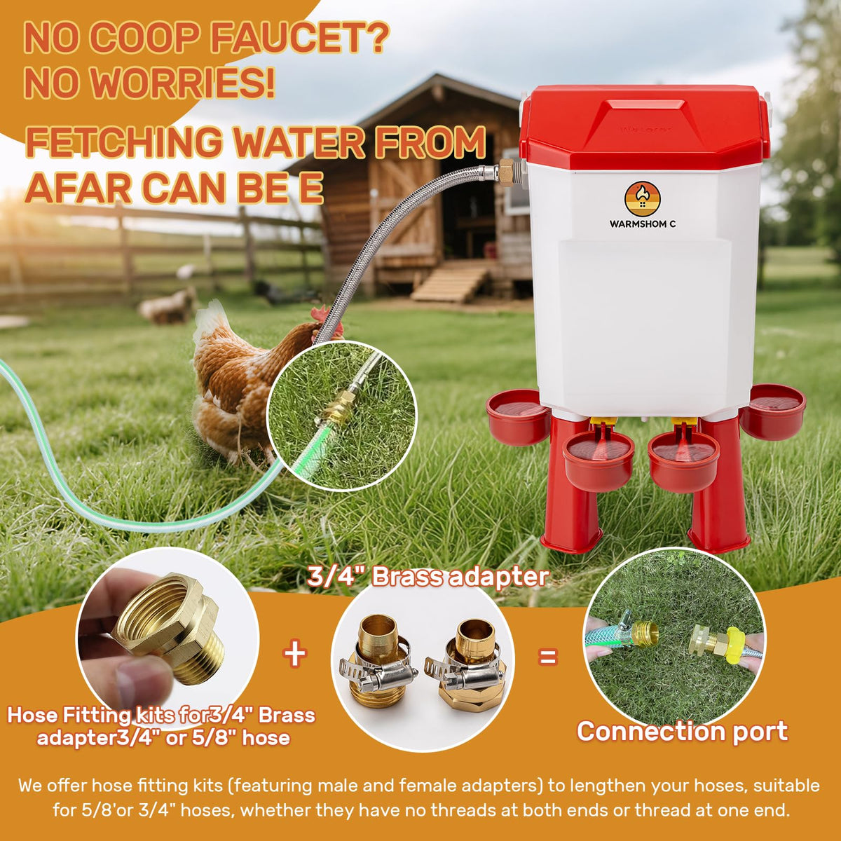 Automatic Chicken Waterer with Stainless Steel Hose J658