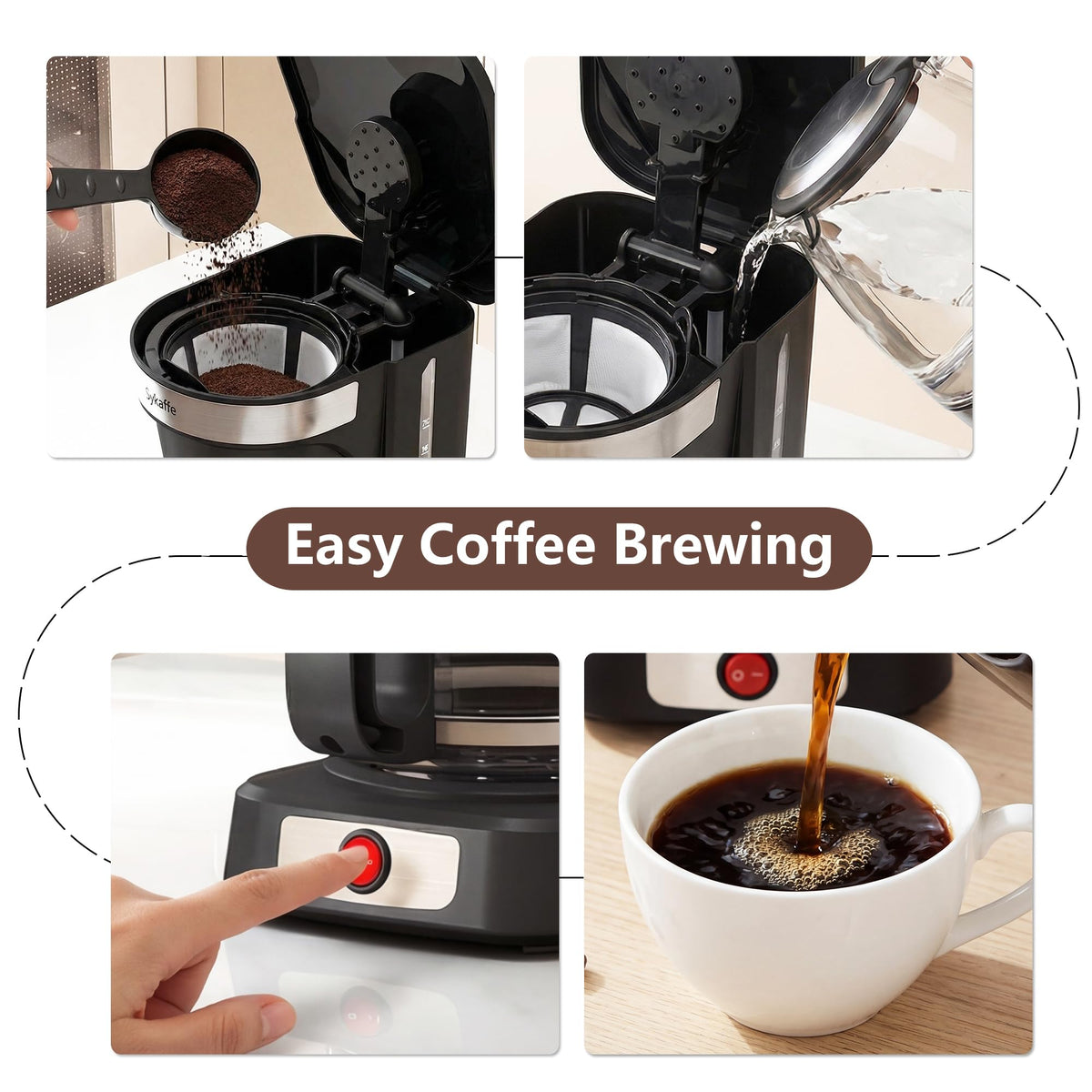 12 Cup Drip Coffee Maker with Reusable Filter O7344