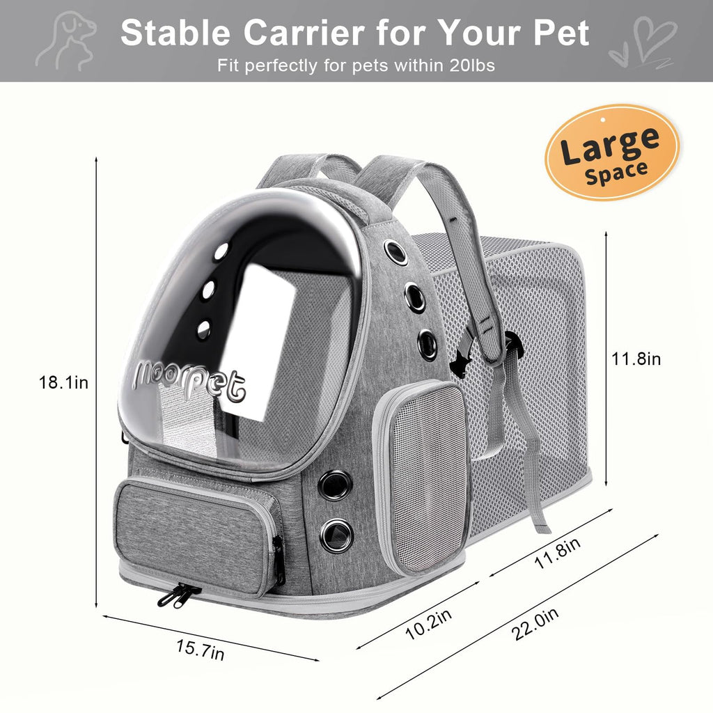 Breathable Cat Bubble Backpack Large Space Pet Carrier Backpack Expandable for Kitty Dog, Foldable Airline Approved Cat Backpack, Transparent PetTravel Backpack Up to 20 lbs (Green) (Grey) Q98557