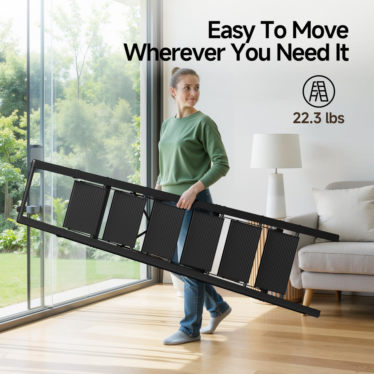 6 Step Folding Step Stool with Handrails Black O9290