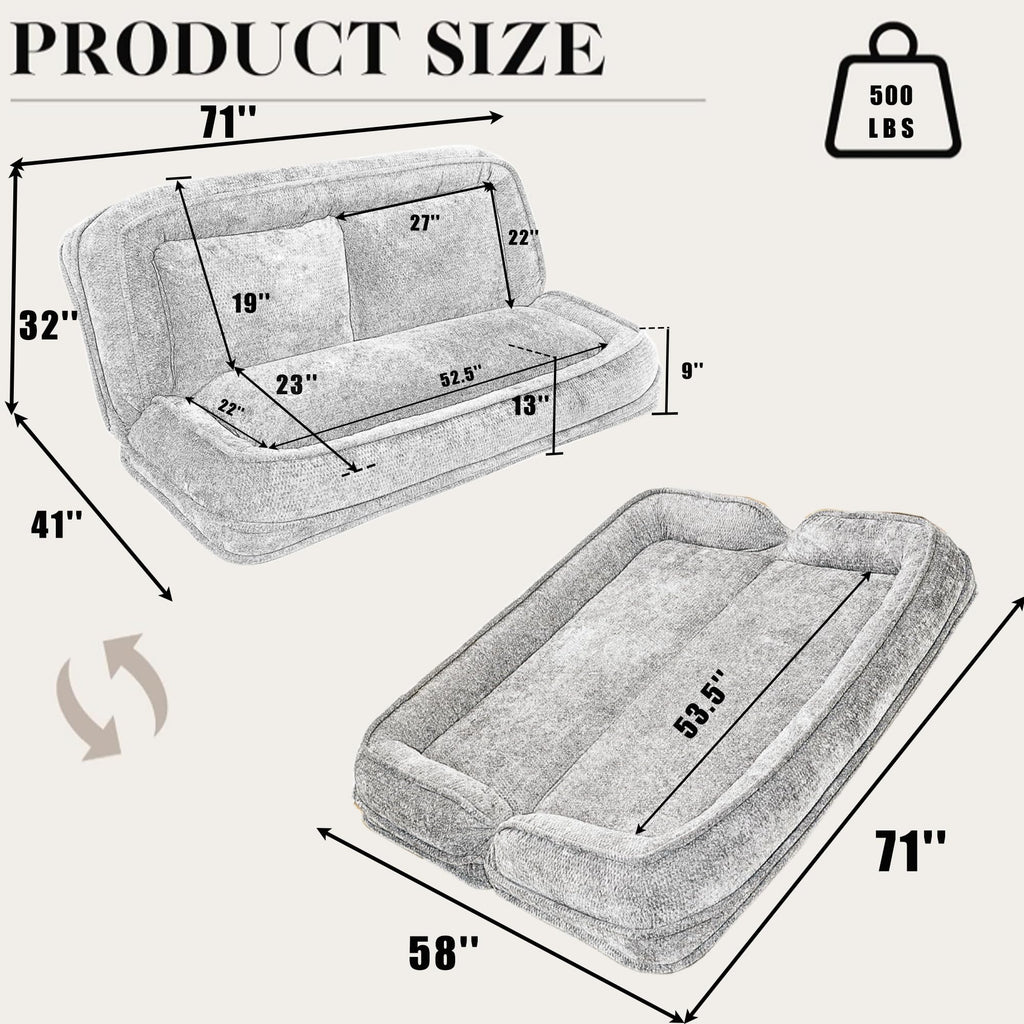 Light Gray Folding Floor Sofa Bed A756741