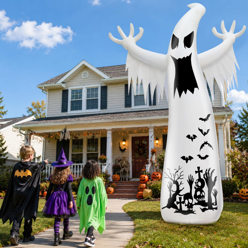14 Ft Inflatable Ghost Outdoor Decoration with Flame Light Z96629