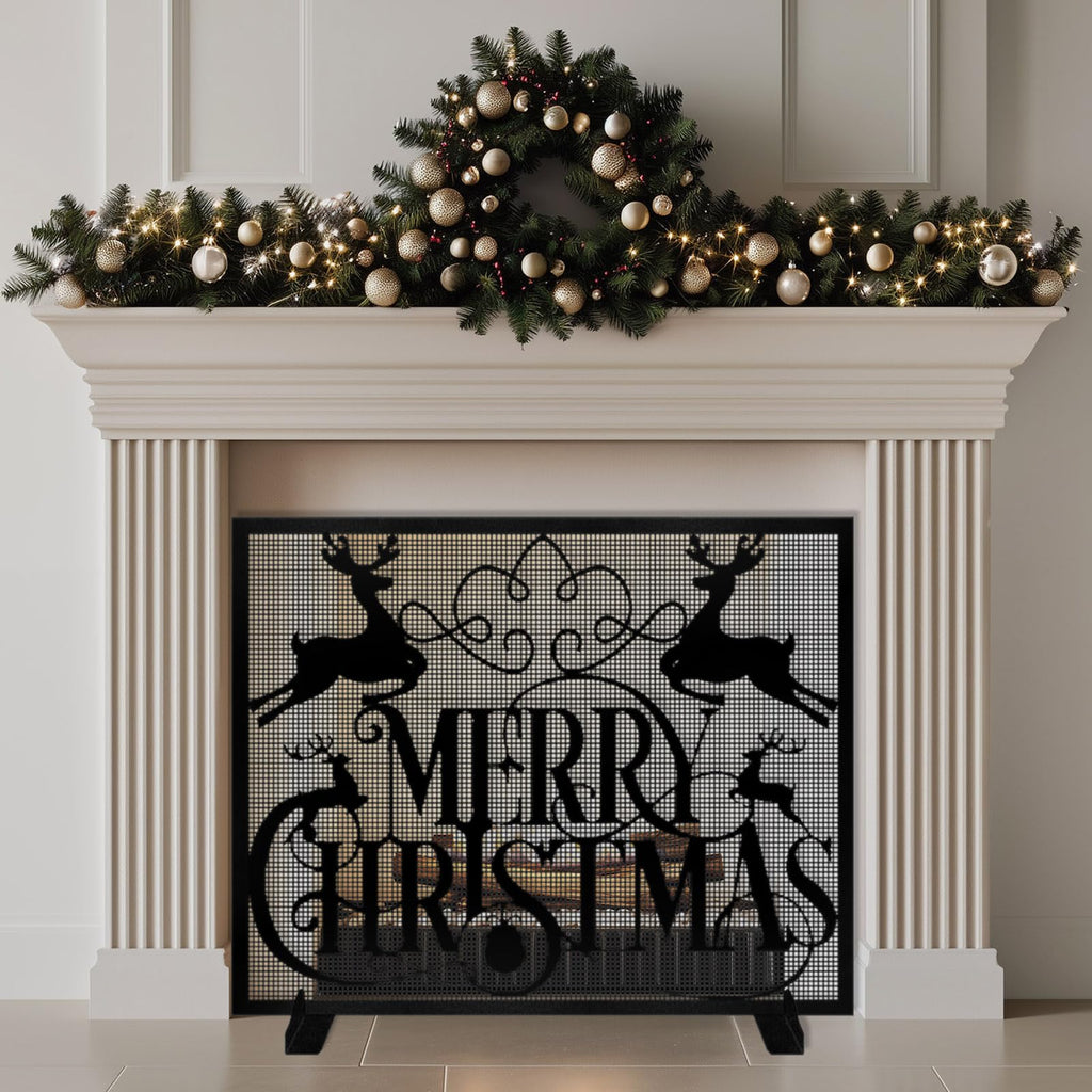 Christmas Fireplace Screen W855