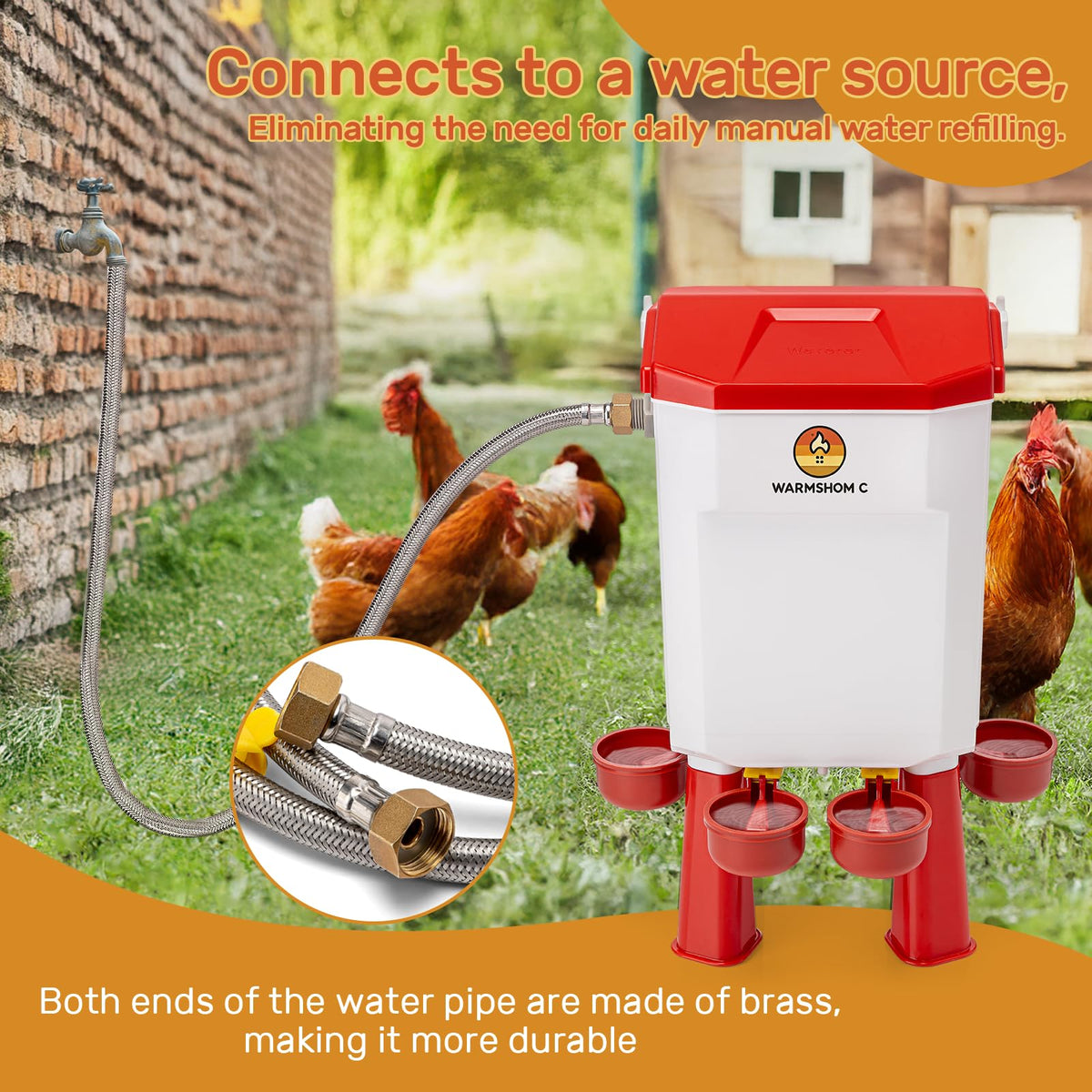 Automatic Chicken Waterer with Stainless Steel Hose J658