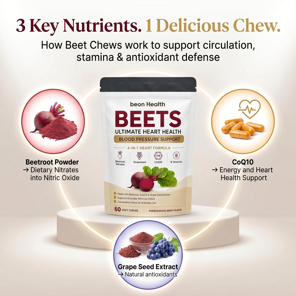 500mg Beetroot CoQ10 Grape Seed Extract Chews J556893