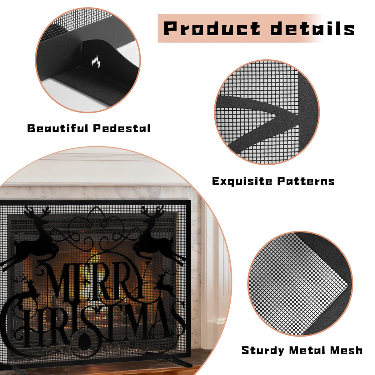 Christmas Fireplace Screen W855