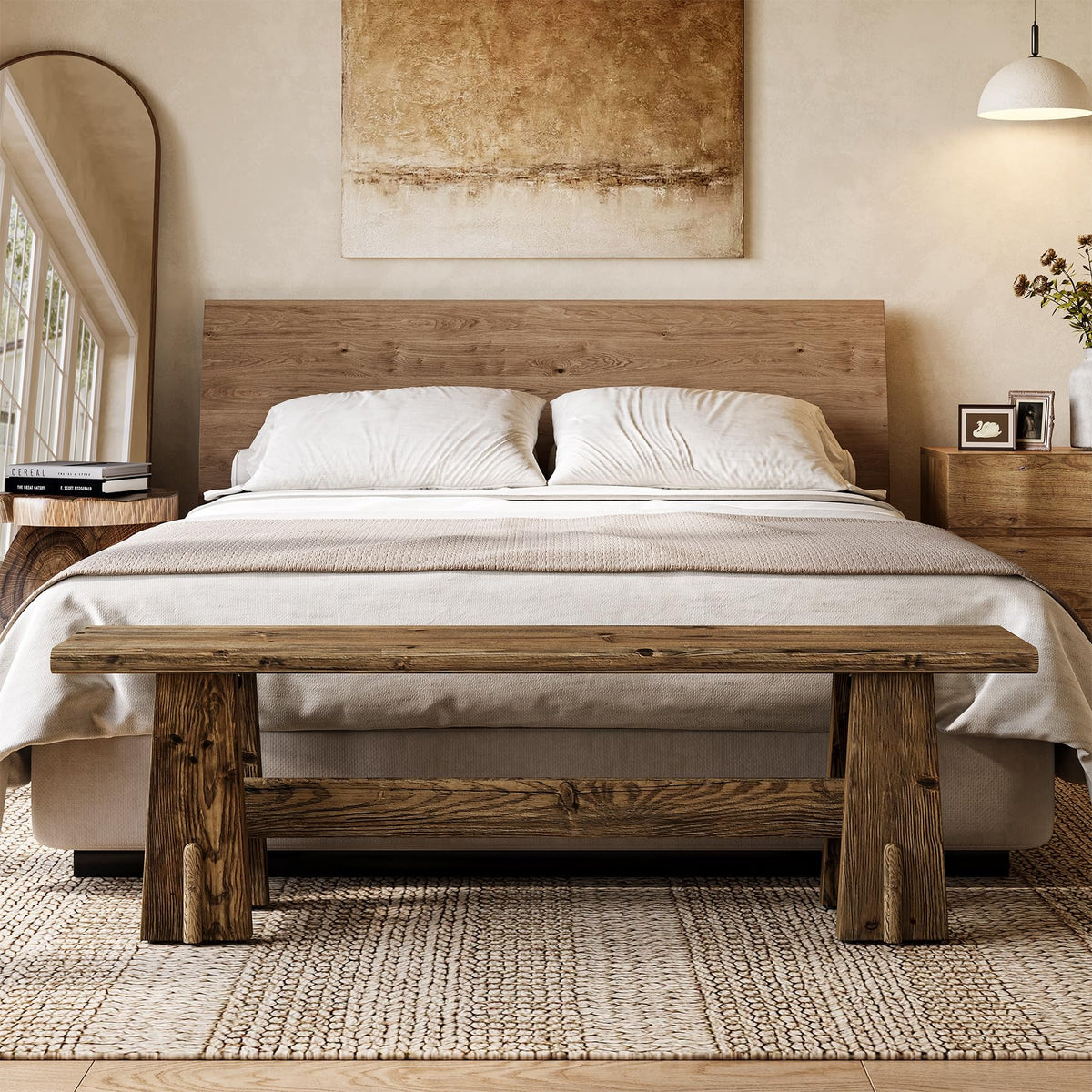 59" Solid Wood Bench O58311