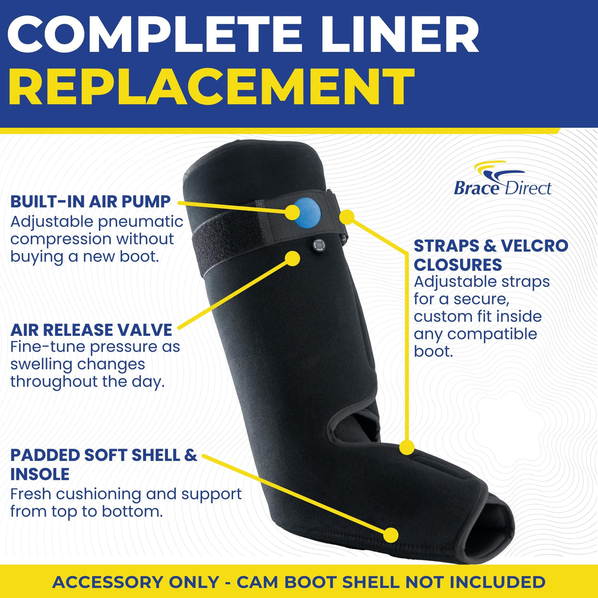 Tall Walking Boot Replacement Liner with Air Pump Bladder K6660