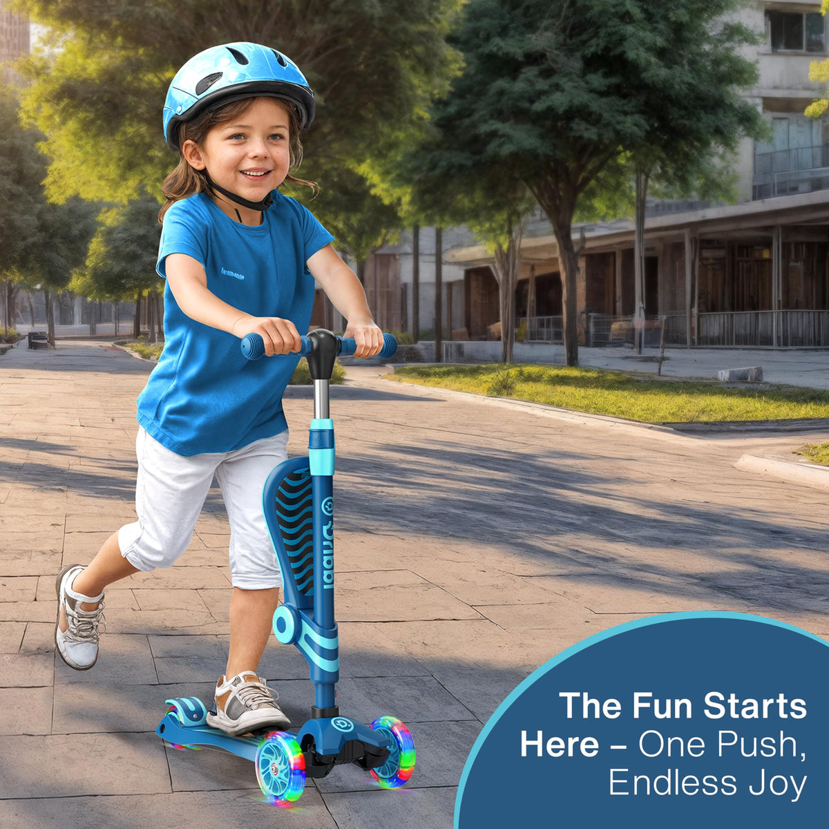 Blue 3 Wheel Scooter with Seat for Kids L67440