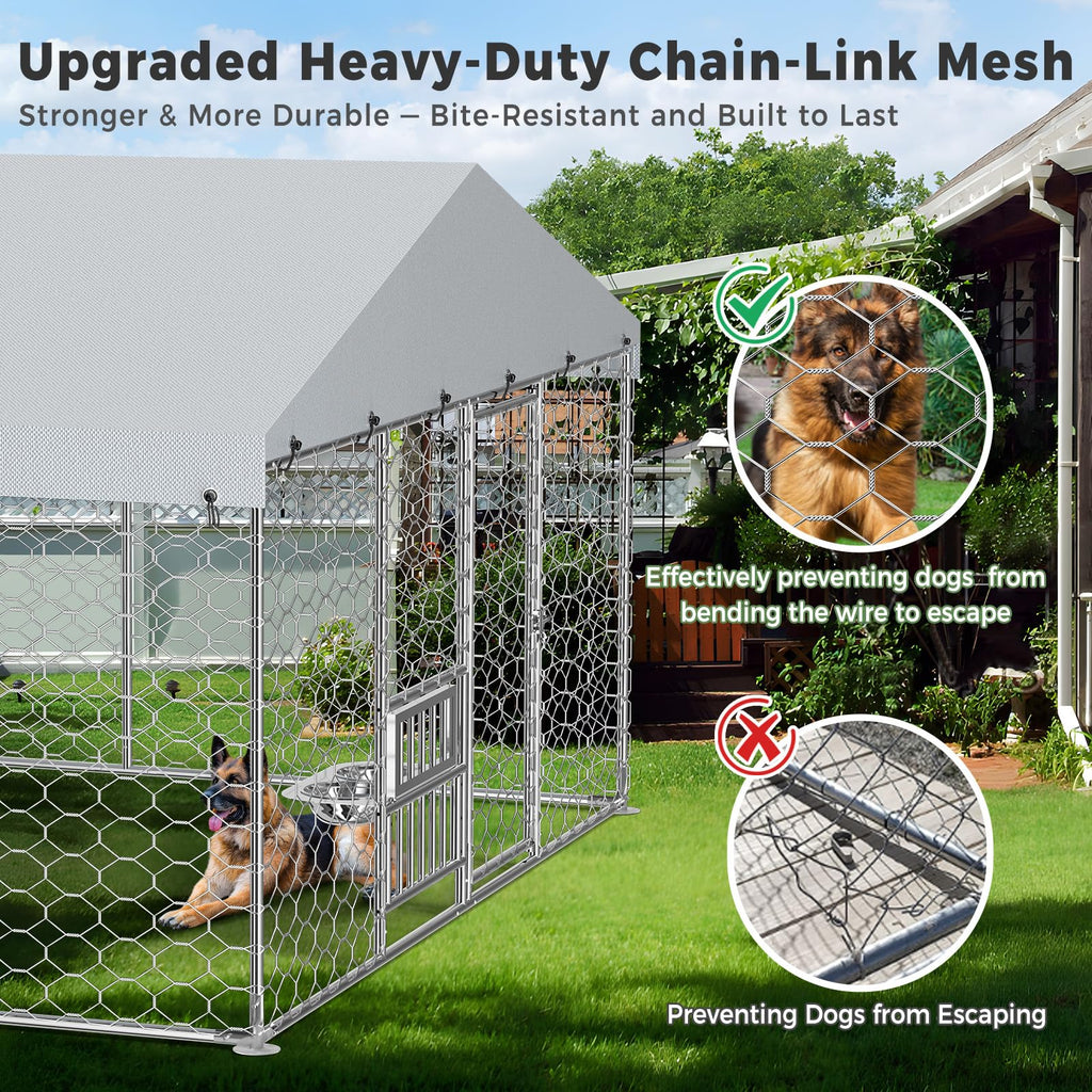 10×20FT Heavy Duty Chain Link Dog Kennel with Roof E374088