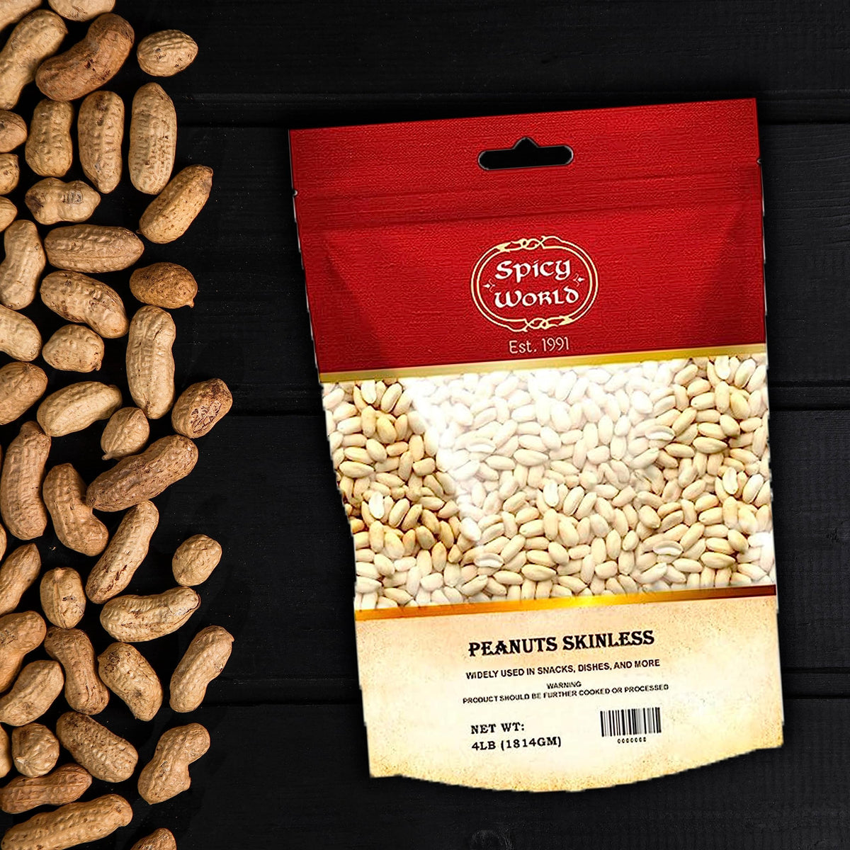 Blanched Raw Unsalted Skinless Peanuts 4 Pound F60688