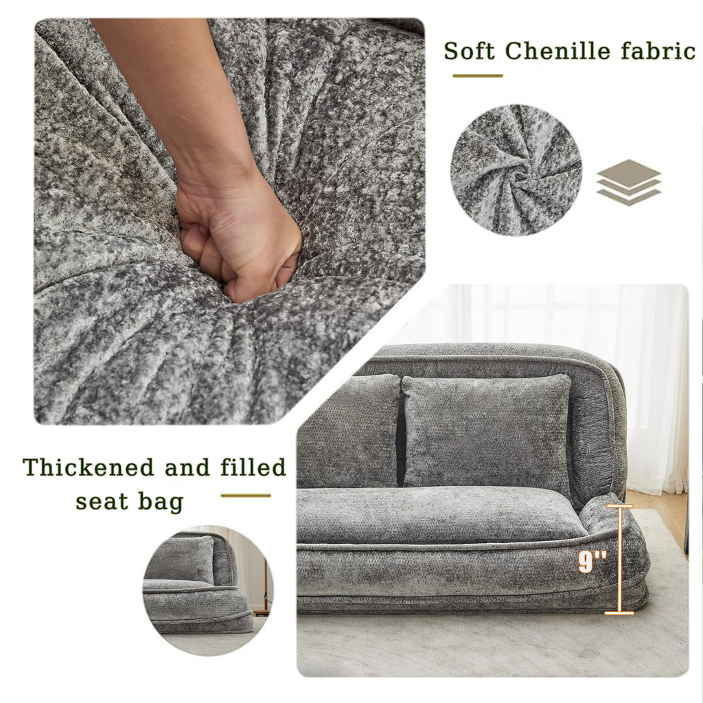 Light Gray Folding Floor Sofa Bed A756741