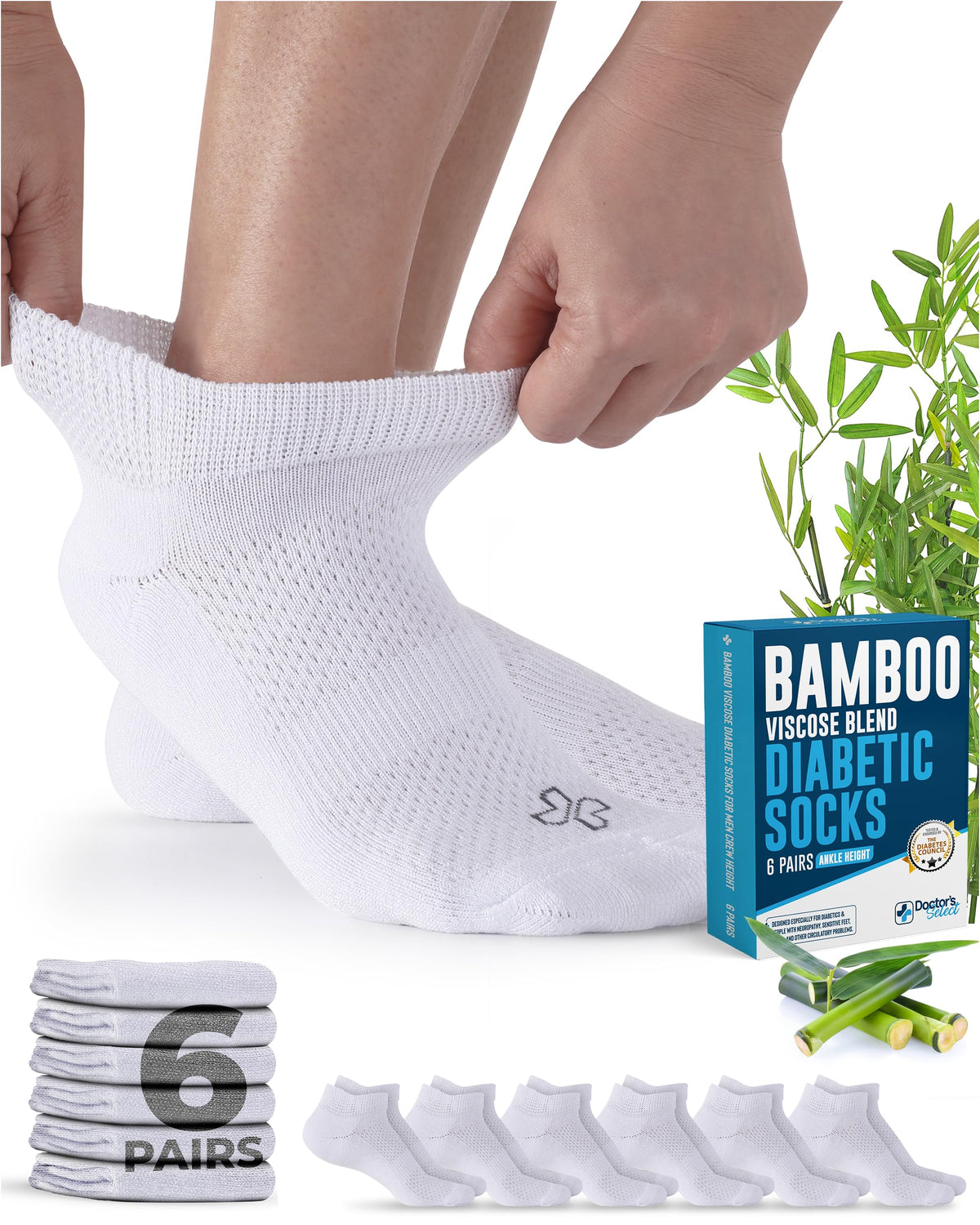 Viscose Bamboo Diabetic Socks 6 Pairs S1266