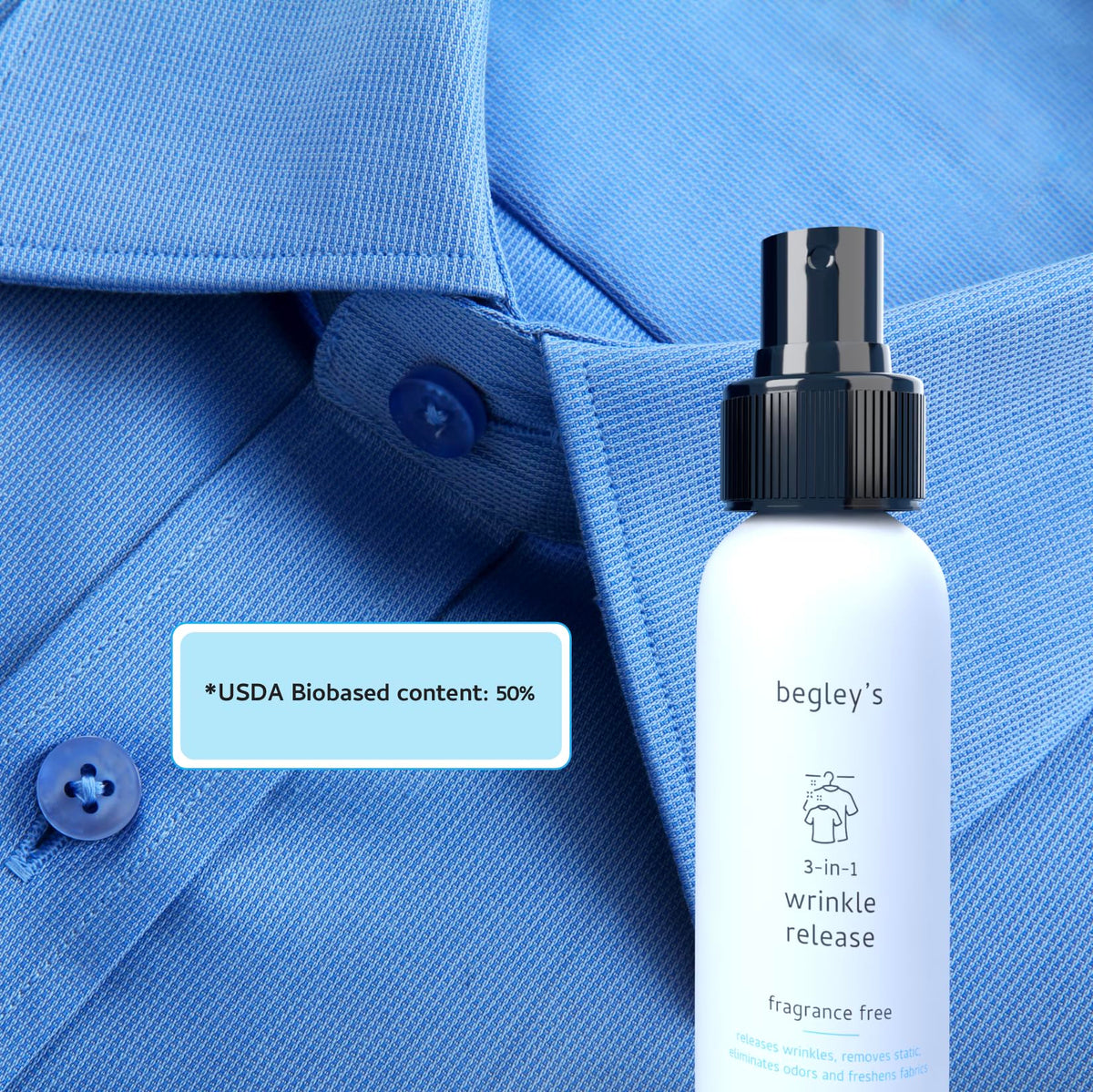 3-in-1 Wrinkle Remover, Static Cling Remover, Odor Eliminator and Fabric Refresher Spray, Fragrance-Free, 3 oz S29161