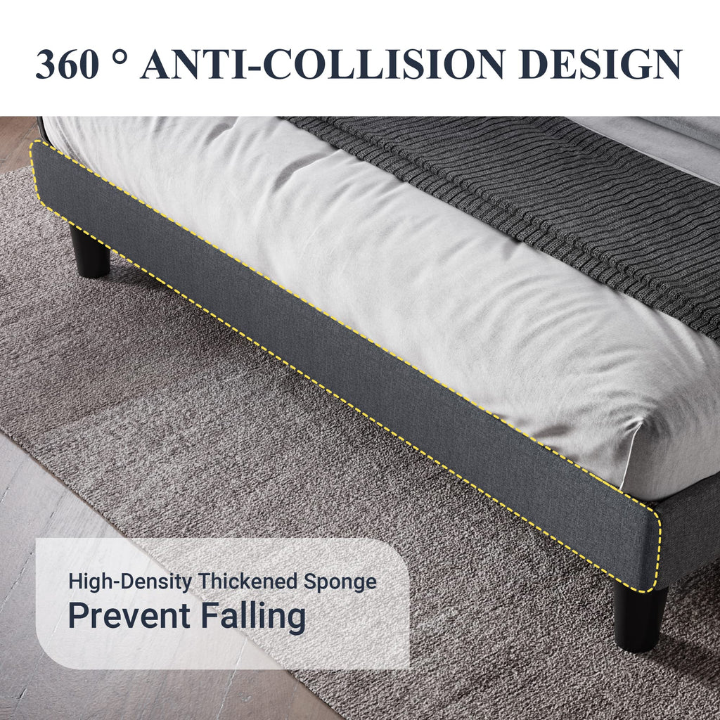 Queen Bed Frame with Button Tufted Wingback Headboard X879018