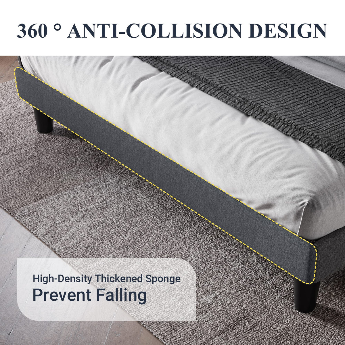Queen Bed Frame with Button Tufted Wingback Headboard X879018
